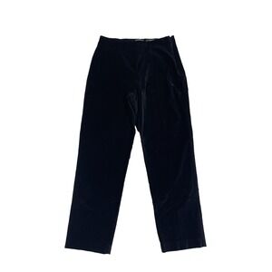 Eddie Bauer‎ Pants Womens 14 Black Velour Stretch Straight Leg Soft Casual